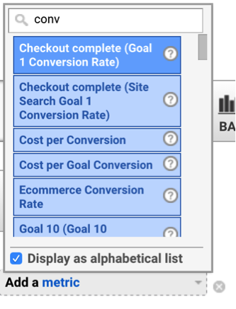 Adding conversion rate in Google Analytics.