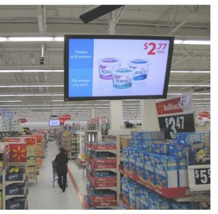 Picture of a digital display ad in a store